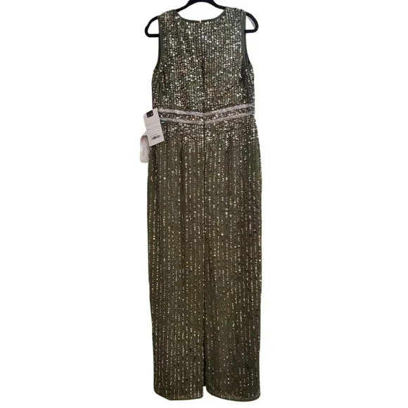 Mac Duggal Sleeveless Sequin Column Gown Olive Green 93603 Size 10 - Picture 3 of 11